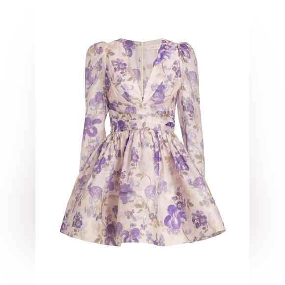 AU2 NWT Zimmermann Lyrical Iris Crossover V-Neck Minidress - Picture 2 of 15